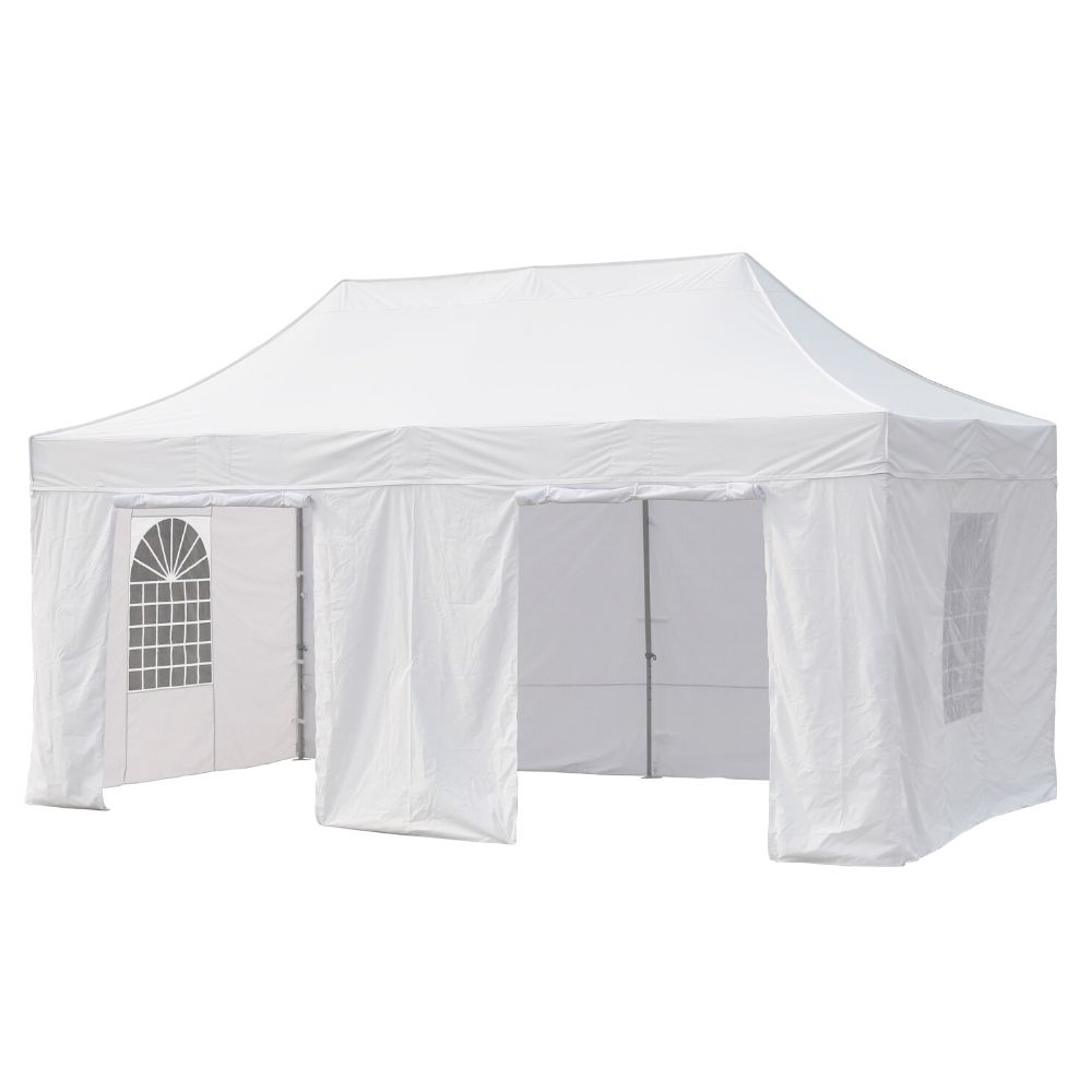 4 wall kit for gazebo 3x6m/ 3 sides with window +  1 side door/ White