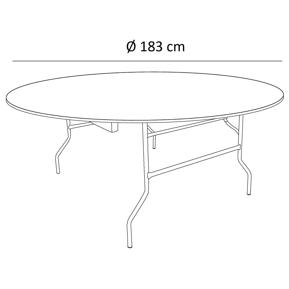 72-inch round folding plywood table 183cm Dia / 10 people