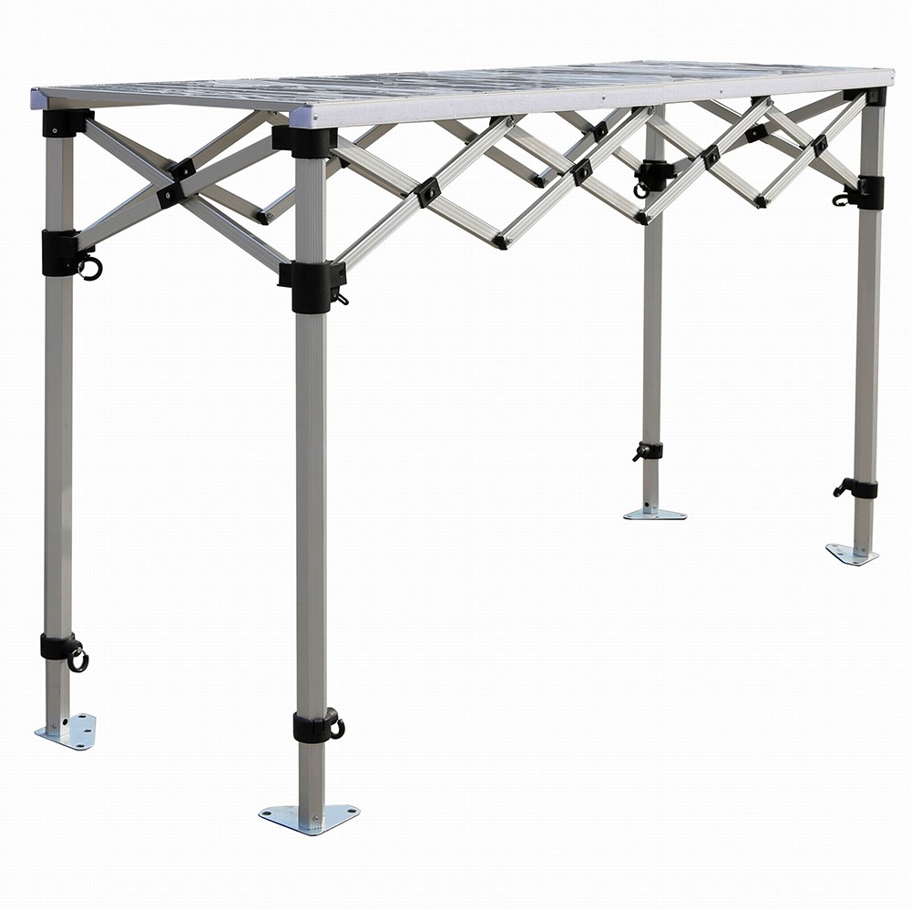 Folding trade counter 1.80m/ adjustable height/ Aluminium 