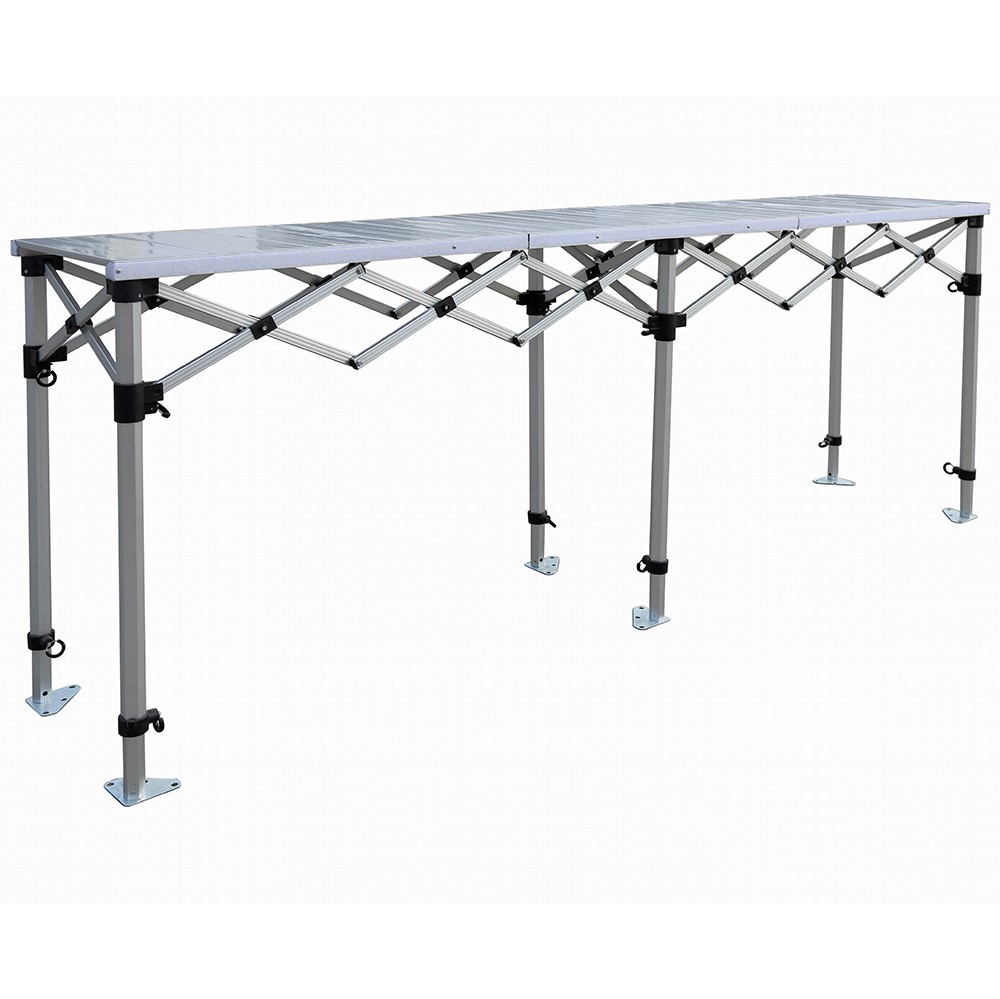 Folding trade counter 2.81m/ adjustable height/ Aluminium 