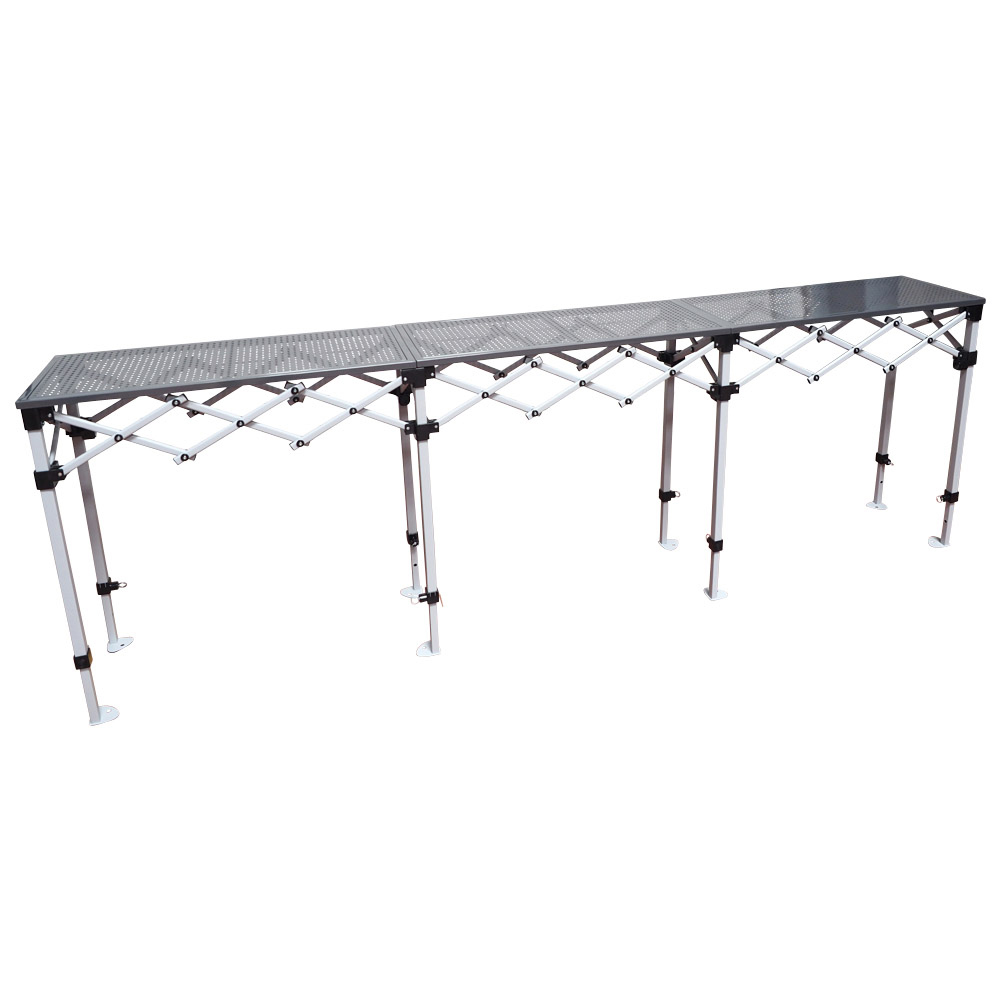 Folding trade counter 286x40,5cm/ adjustable height/ Steel 