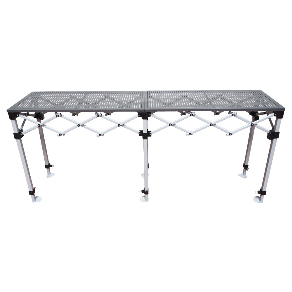 Folding trade counter 193x40,5cm/ adjustable height/ Steel 