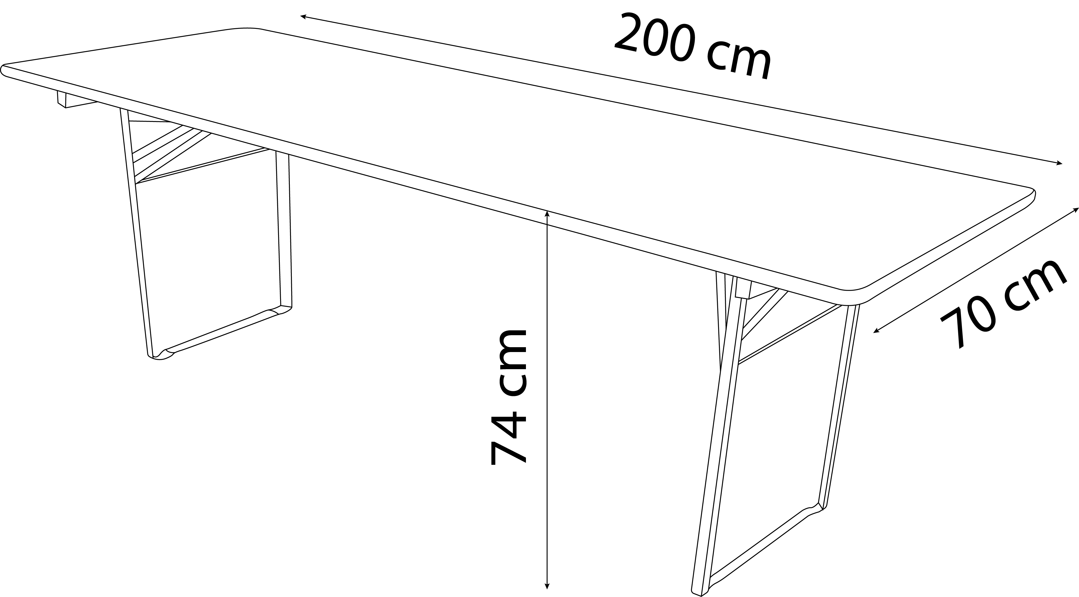 6,5ft Beer set table 200x70cm (benches sold separately) / steel corner legs
