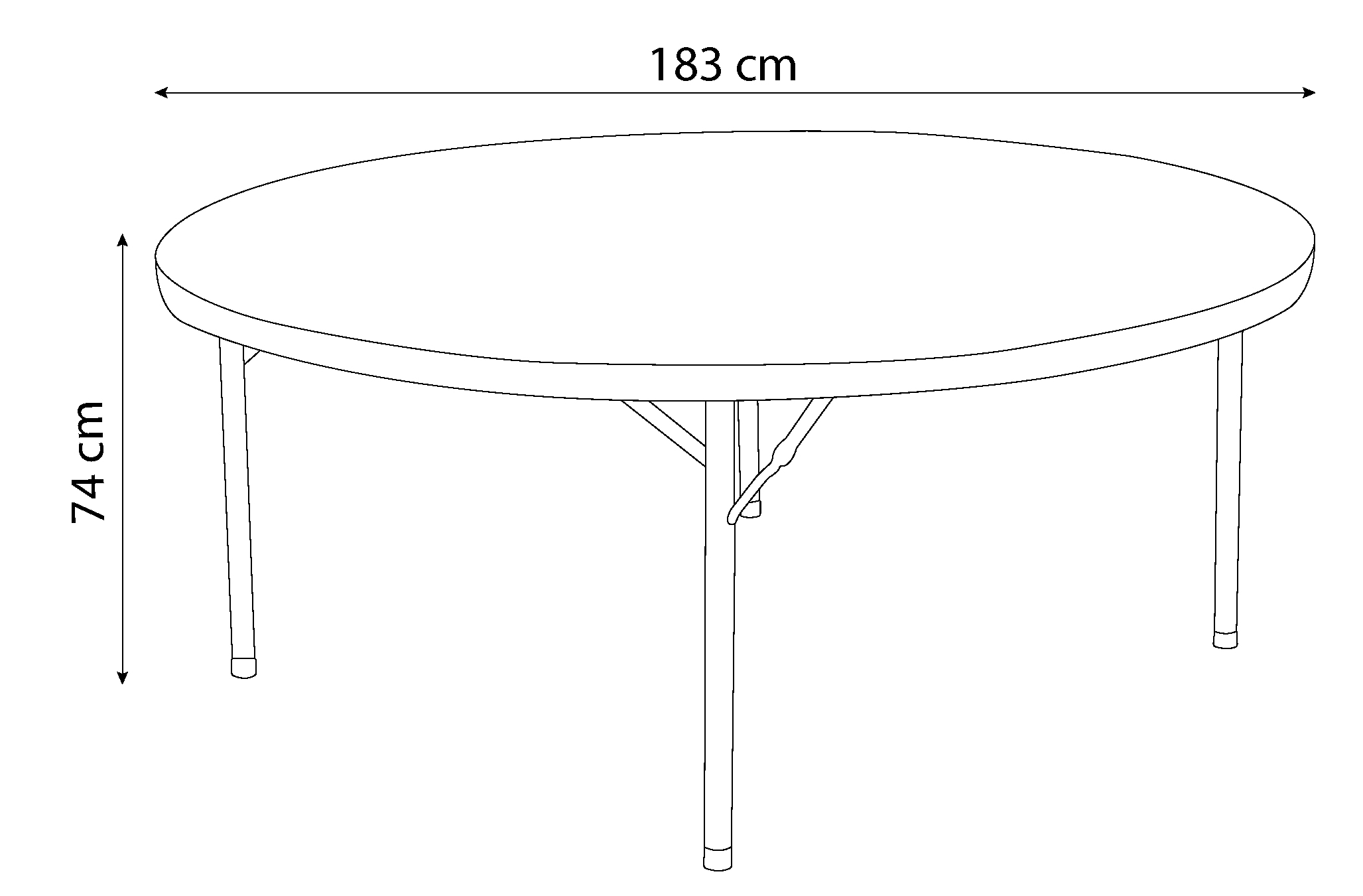 72-inch round folding table 183cm Dia / 10 people