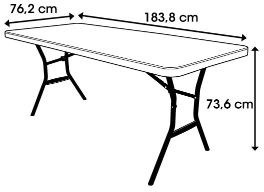 6ft Rectangular folding table (white) 183cm / 8 people / light commercial