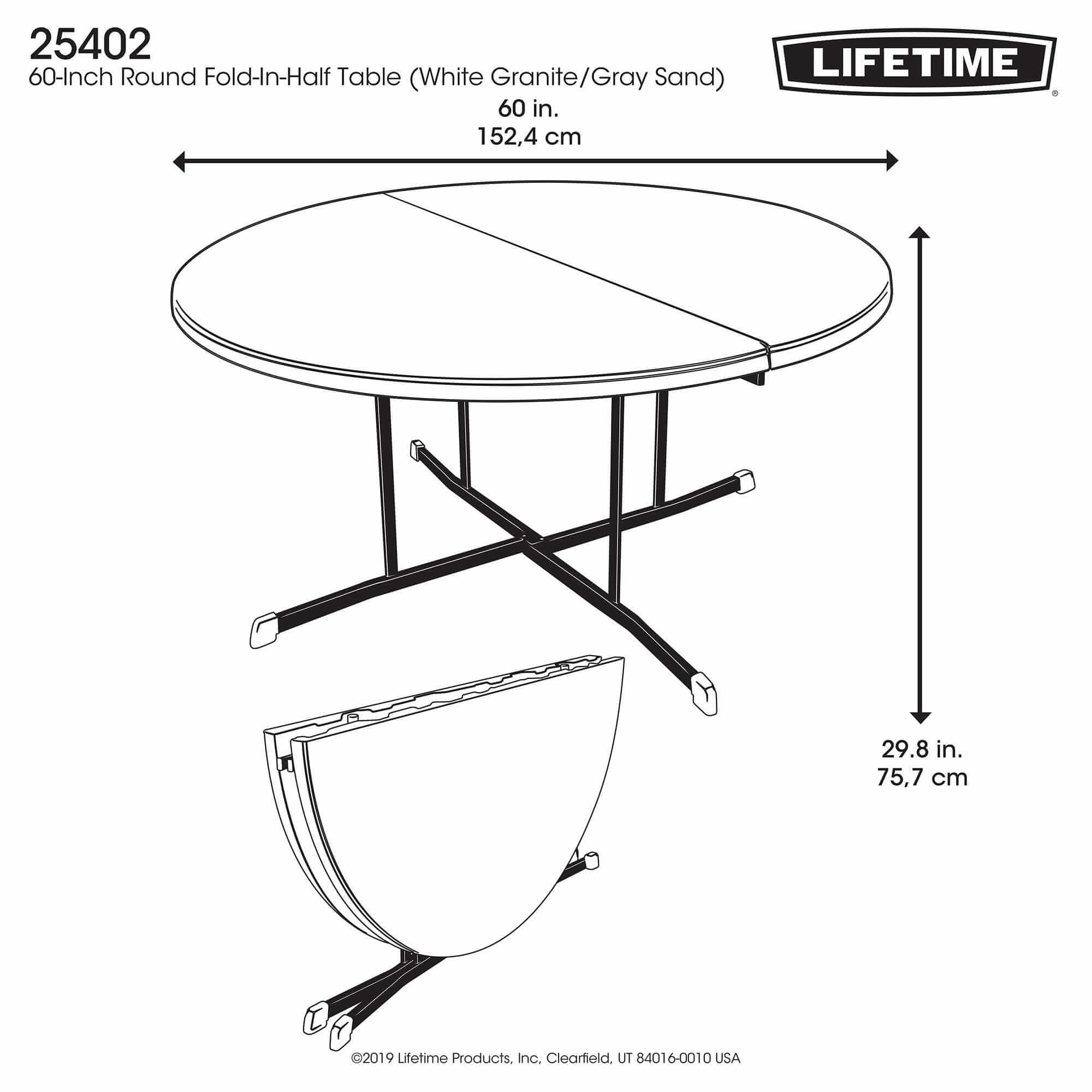 60-inch Round FIH folding table 152cm Dia / 8 people / heavy commercial
