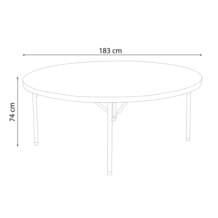 72-inch round folding table 183cm Dia / 10 people / light commercial
