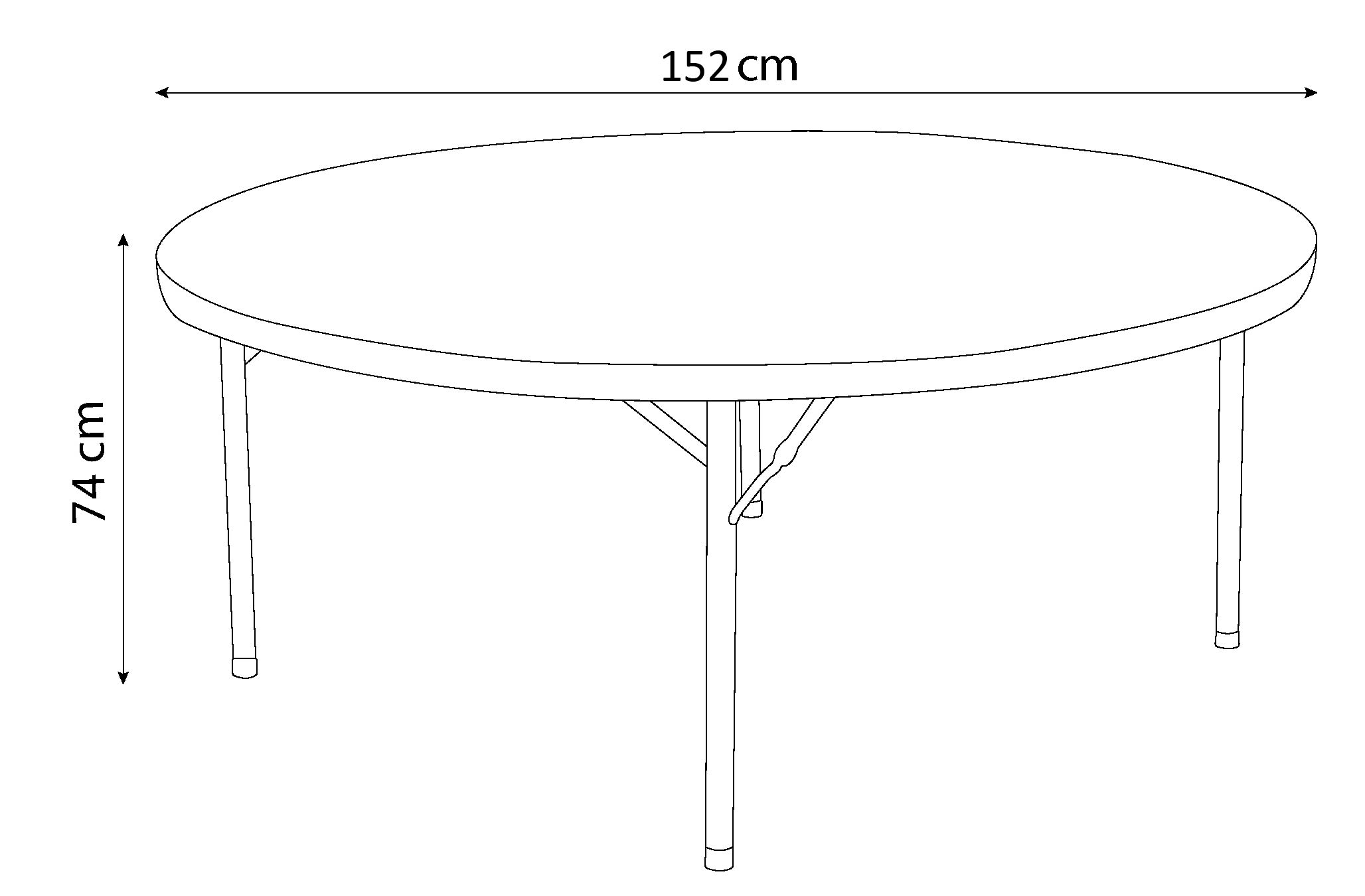 60-inch round folding table 152cm Dia / 8 people / light commercial